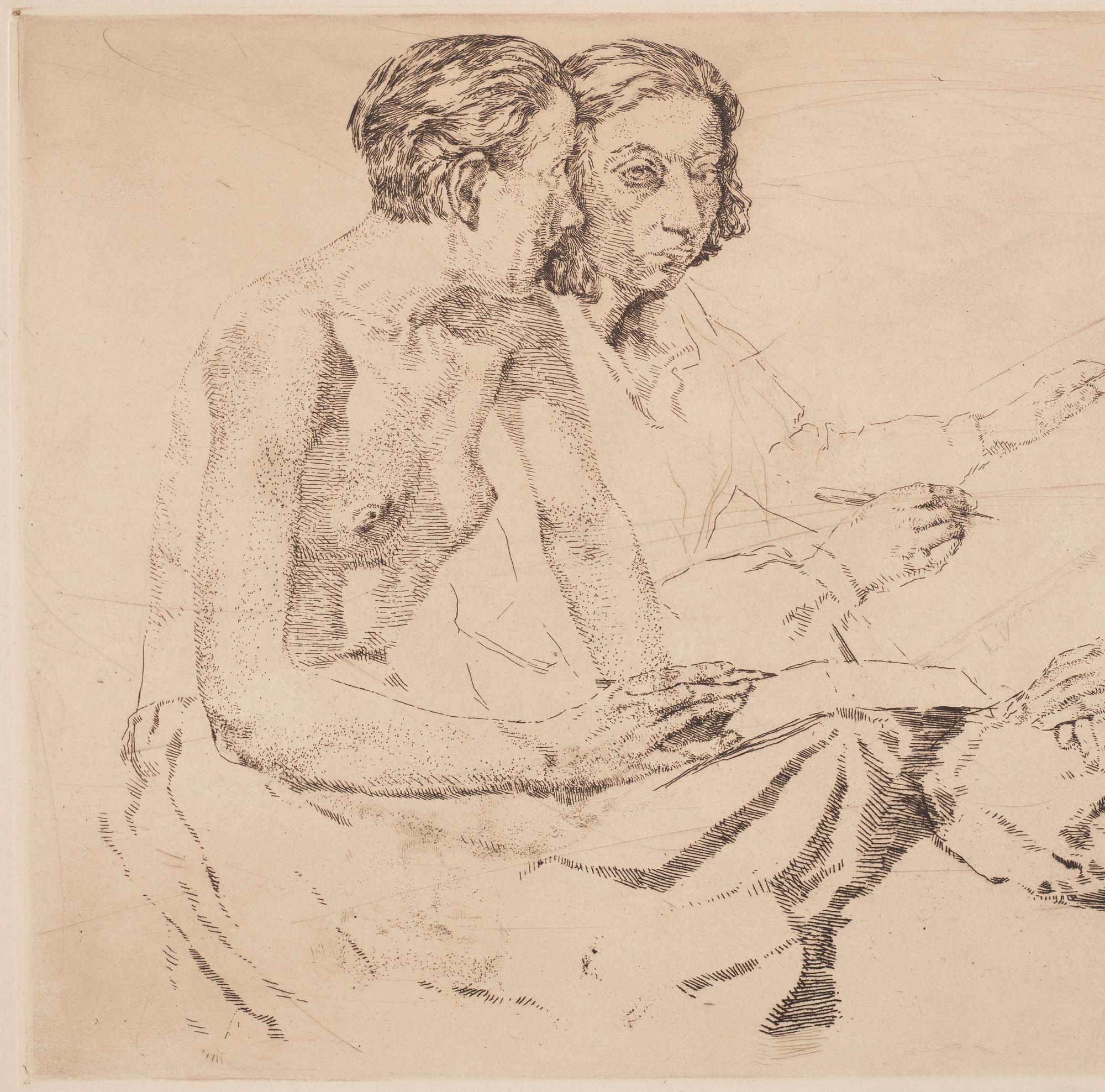 Lotte Laserstein, "Die Malerin und Traute Rose zeichnend".