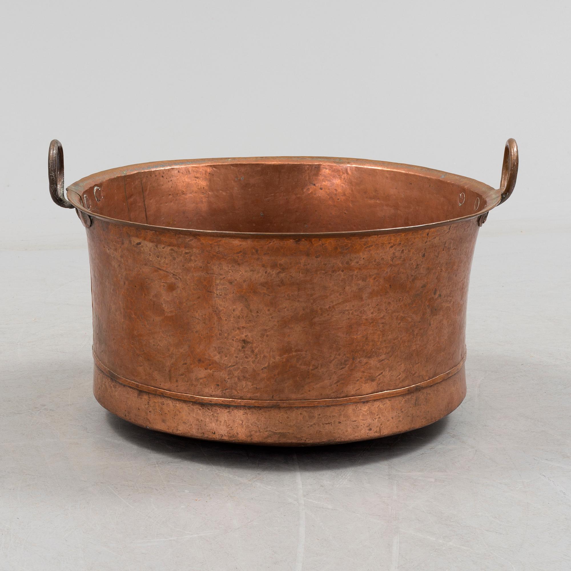 S Swedish 19th century copper pot firewood tub.