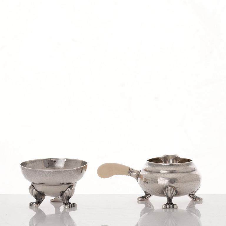 Georg Jensen, a three pieces sterling silver "Blossom" mocca service, Copenhagen 1933-44.