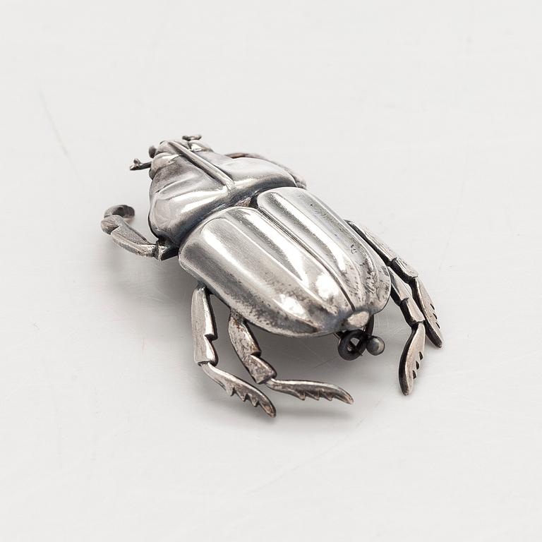 Brooch, beetle, silver, A. Tillander, Helsinki 1953.