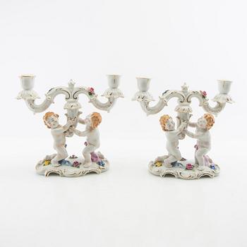 Candelabras two pairs Schmierholz Germany mid-20th century porcelain.