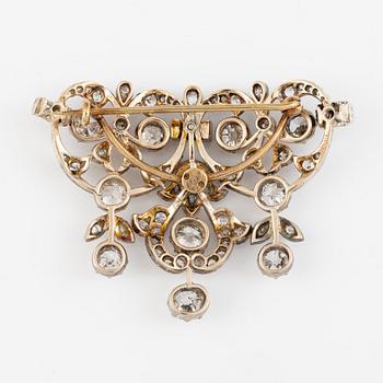Tiara/brosch/collier, silver med gammalslipade och rosenslipade diamanter.