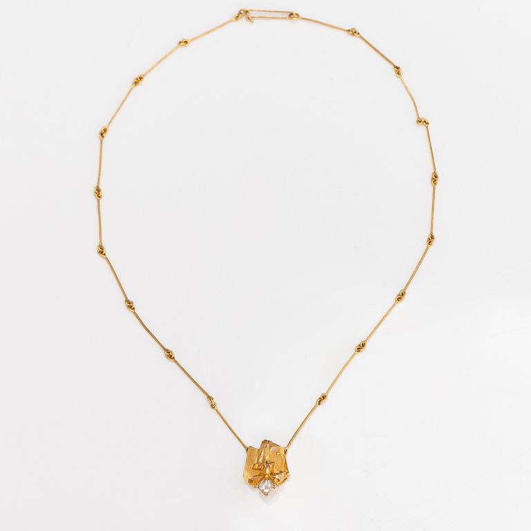 Björn Weckström, Kaulakoru "Lompolo", 14K kultaa, akvamariini. Lapponia 1972.