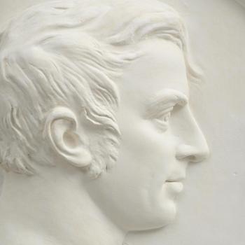 A gesso portrait medallion after J. T Sergel (1740-1814), first part 18th century.