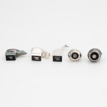 Gunnar Cyrén, with others, five silver plated zinc figurines, Dansk Designs, Japan.