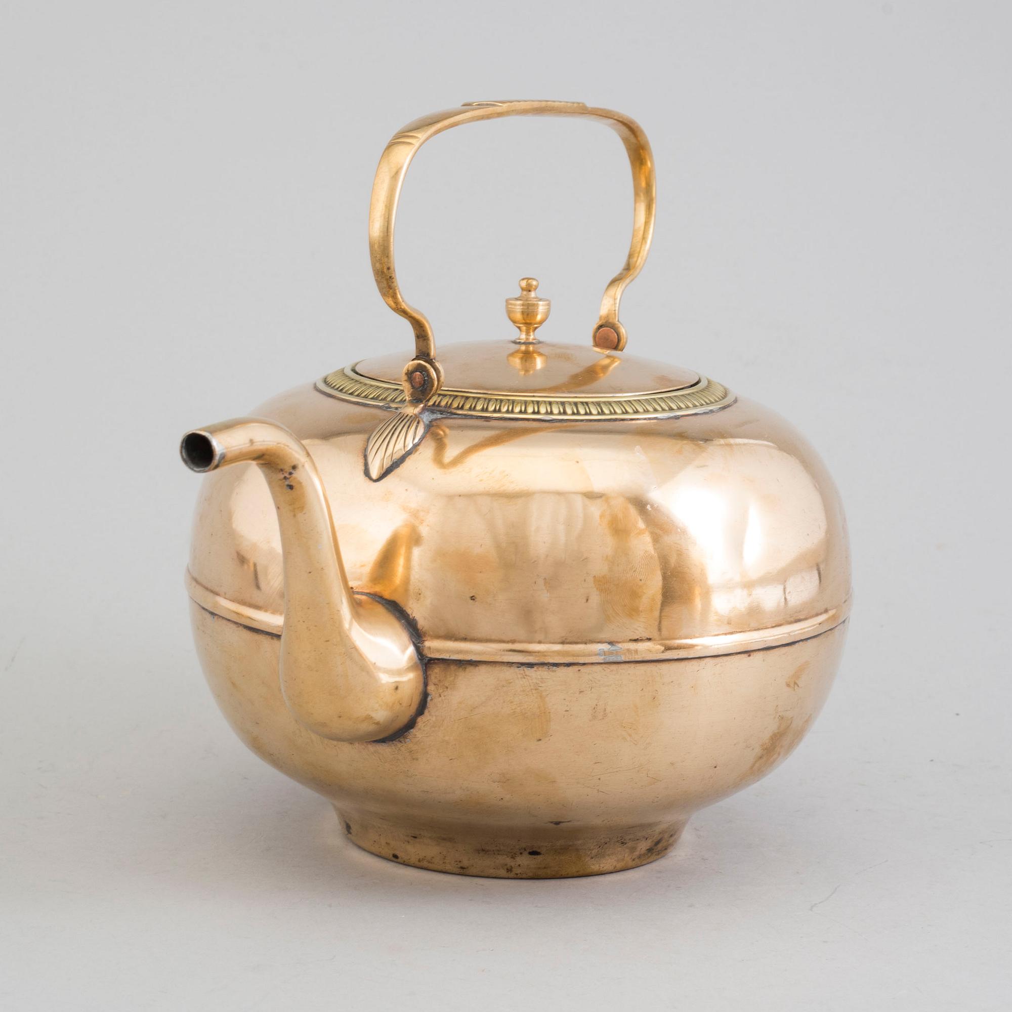 a brass teapot 'Nr 1* Skultuna 1846.