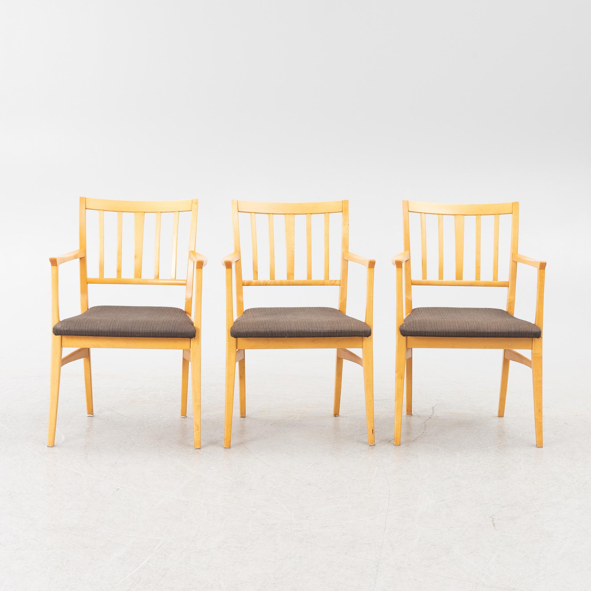 Carl Malmsten, a set of 3 "Talavid" armchairs, OH Sjögren, second half of the 20th century.