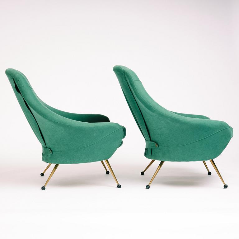 Marco Zanuso, a pair of easy chairs, "Martingala", Arflex, Italy 1950-60s.
