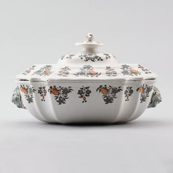 TERRIN med lock, fajans, märke för Joseph Olérys, Moustier.