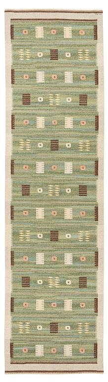 Carl Dangel, a carpet, flat weave, ca 507 x 138 cm, signed CD.
