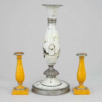 Three Biedermeier candlesticks, probably Germany, first half of the 19th century.