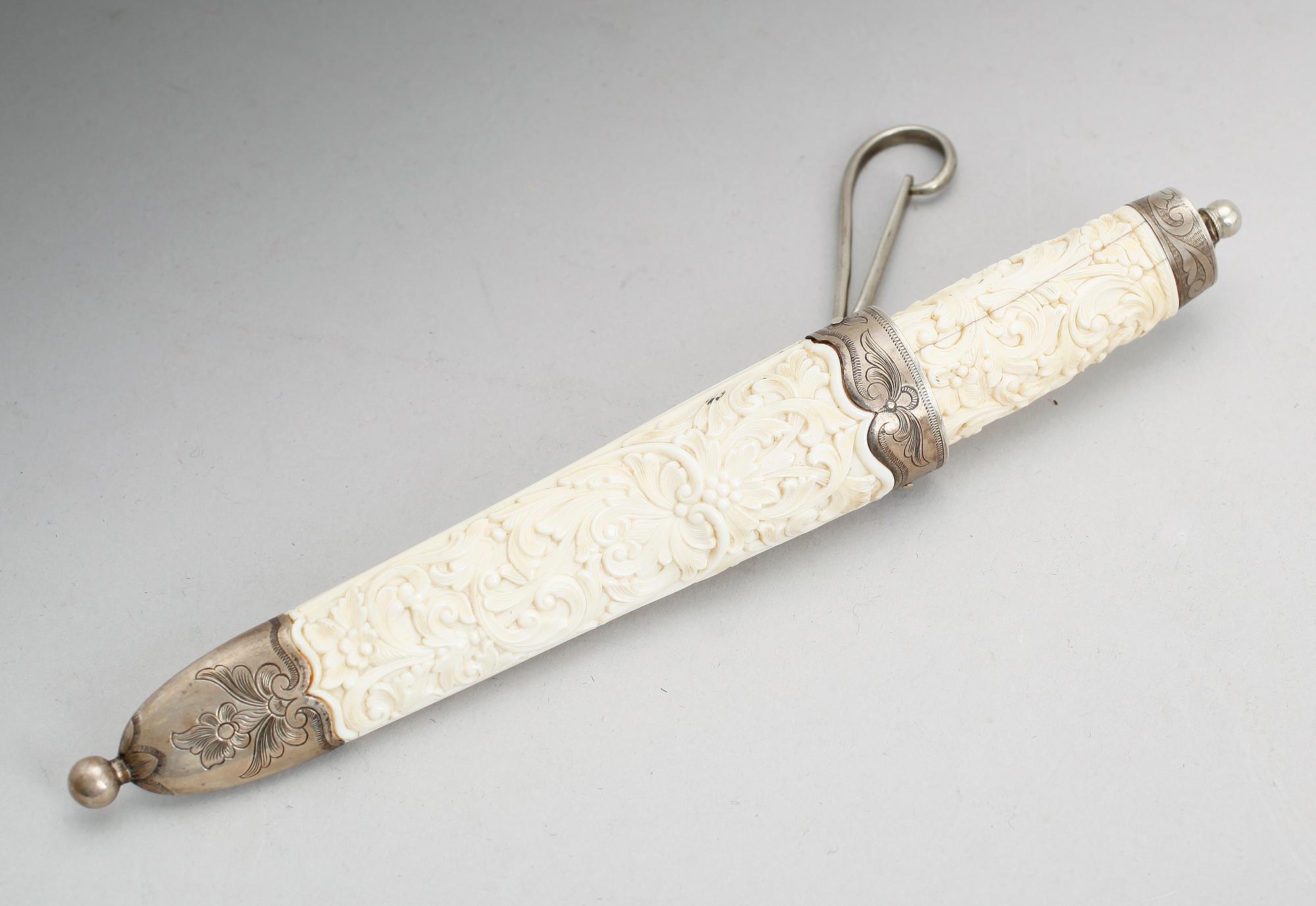 KNIV MED SLIDA, ben och silver, Norge, tidigt 1900-tal.