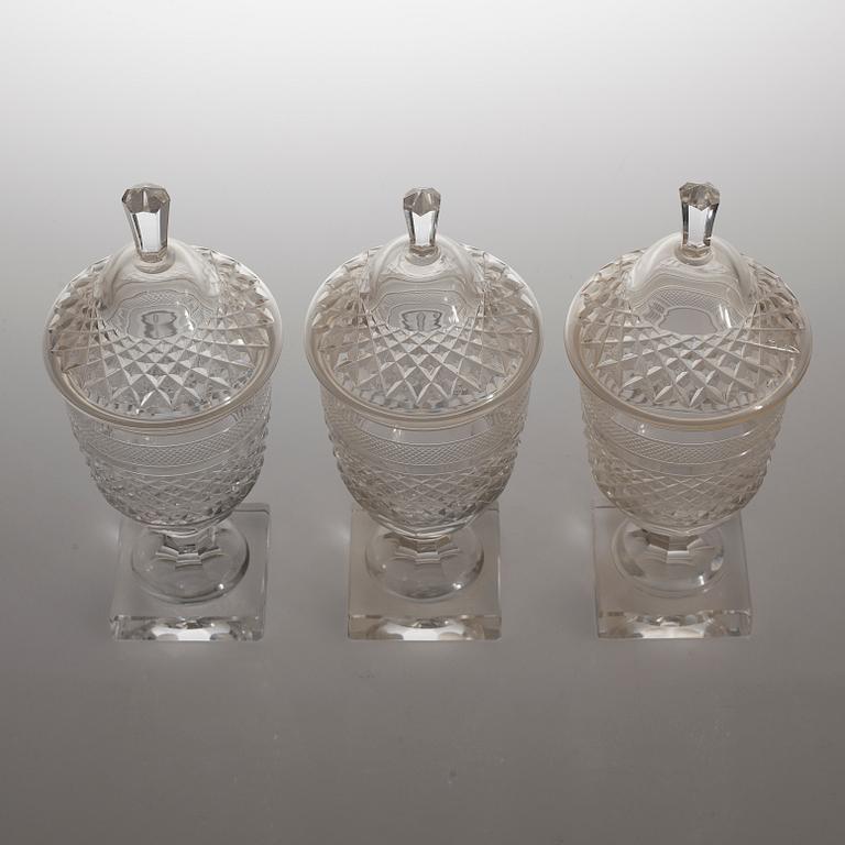 ELIS BERGH, three glass cups for Kosta, model "Kent", second half of the 20th century.