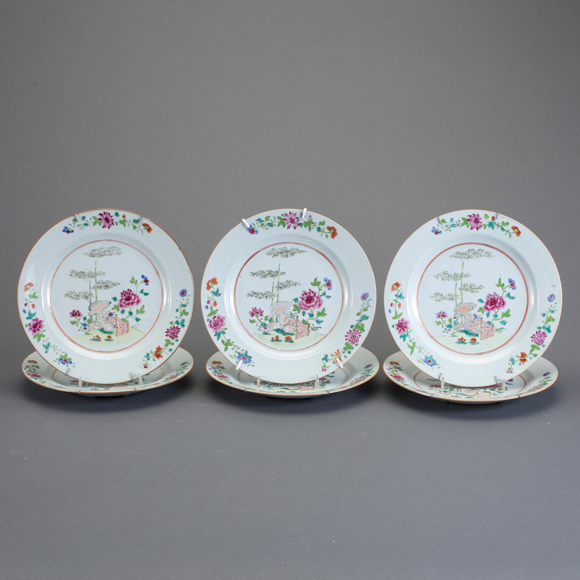 TALLRIKAR, 6 st, porslin, Kina, kompaniporslin, Kina, Qianlong (1736-95).