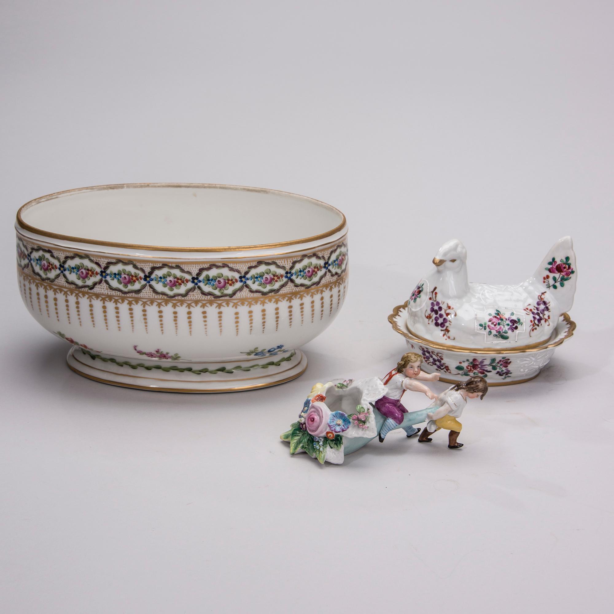 PARTI PORSLIN, 3 DELAR, sekelskiftet 1800/1900.