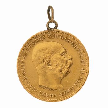 Guldmynt, 21.6k, 20 Corona, Österrike-Ungern, 1915.