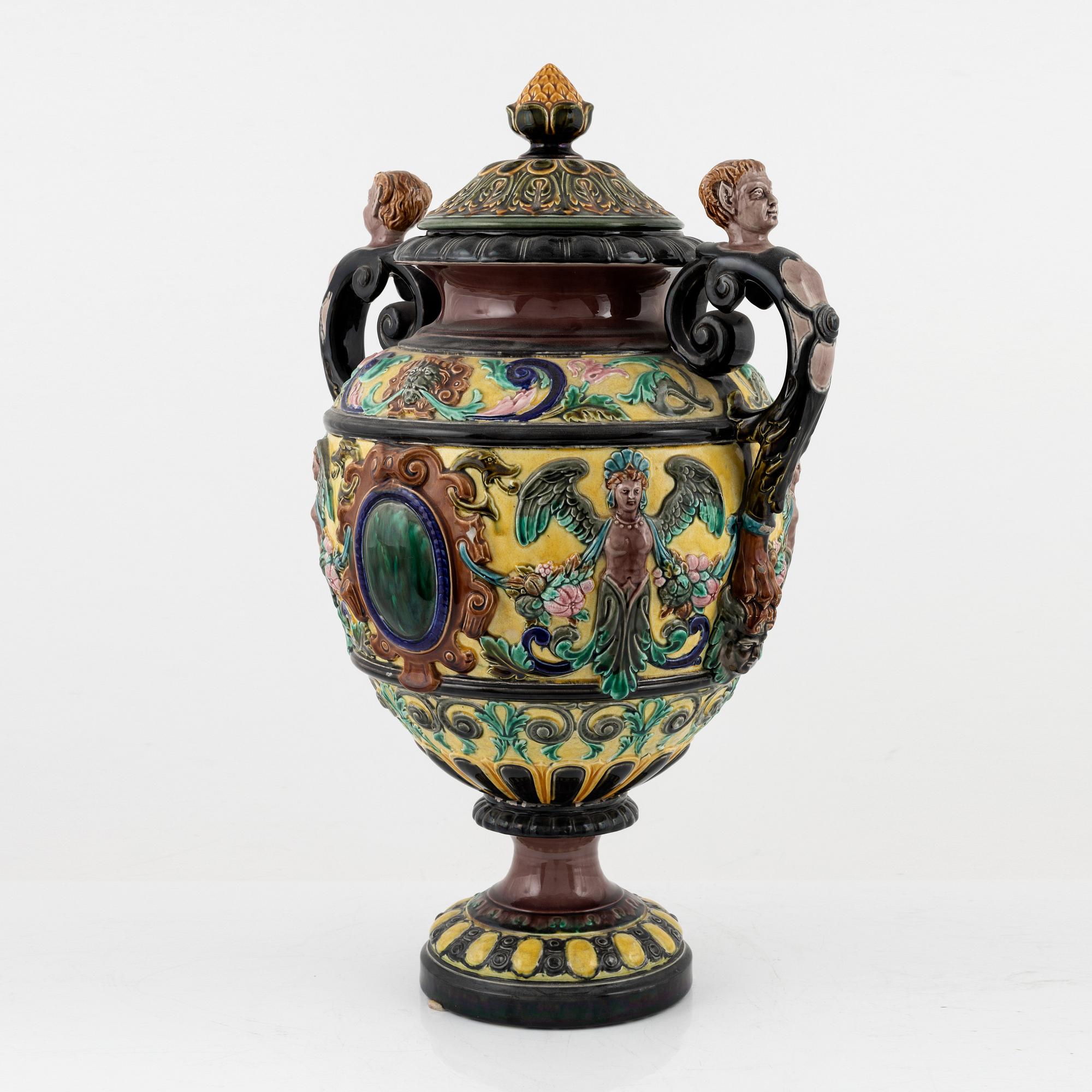 A maiolica lided vase, Rörstrand.