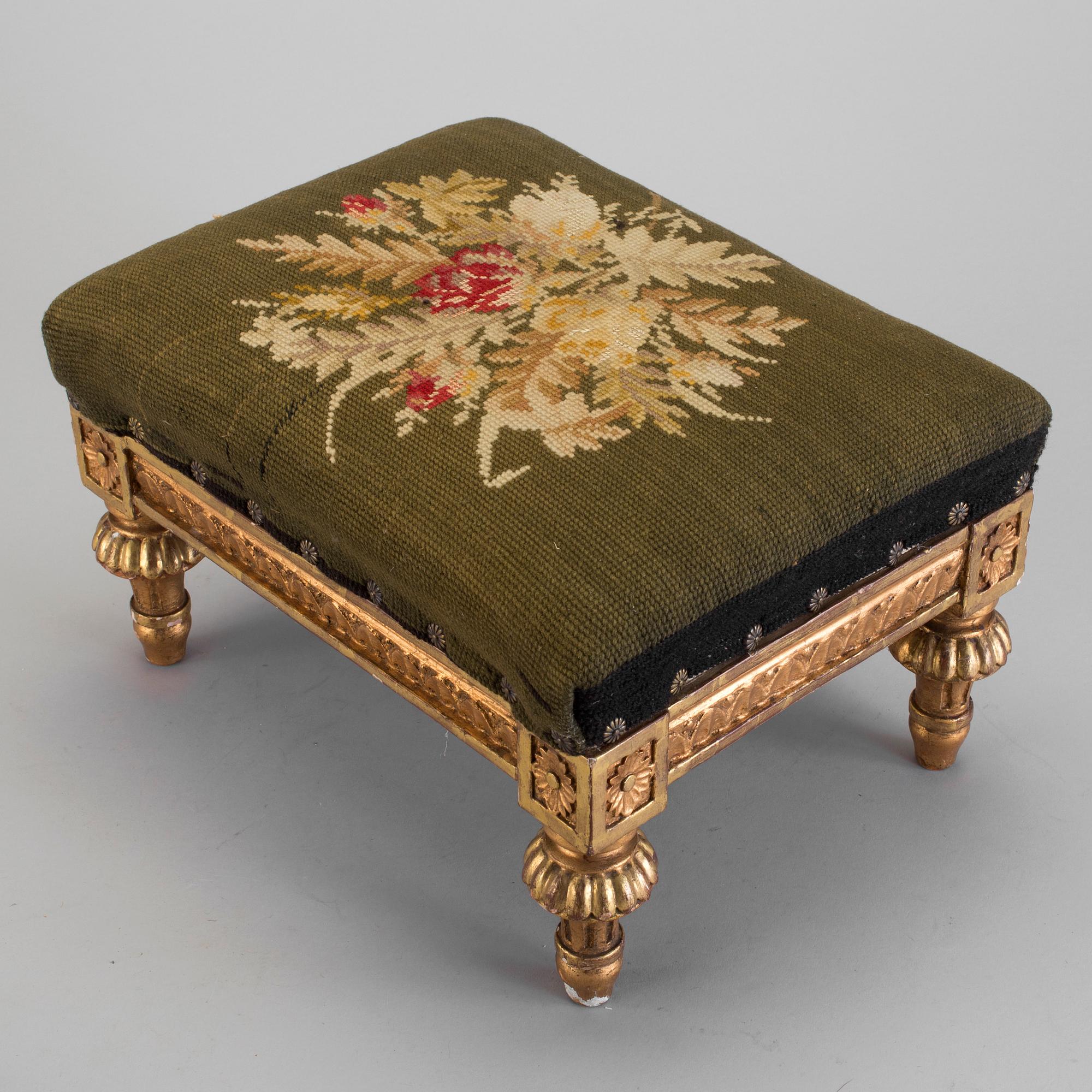 A gilded gustavian footstool late 18th century.
