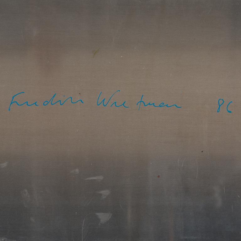 Fredrik Wretman, polyptyk 4 delar, olja på plåt, signerade och daterade -86 a tergo.