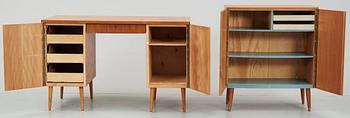 SKRIVBORD samt SKÅP, 1950/60-tal.