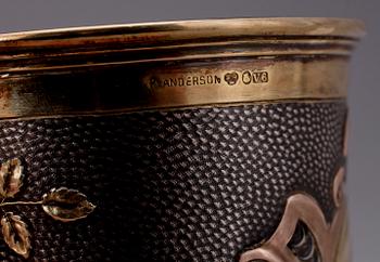 RESESCHATULL, 6 delar, delvis förgyllt silver, K Andersson, Stockholm, 1899. Tot vikt ca 264 g.