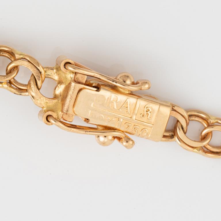 Collier 18K guld, doserad bismarck, med berlock.