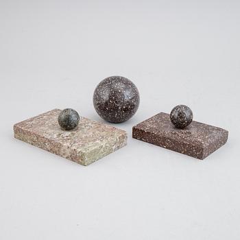porphyry and marble paper weight.