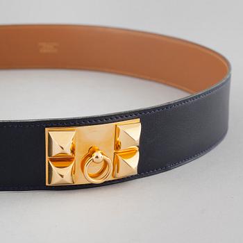 HERMÈS, Collier de Chien belt buckle & leather strap.