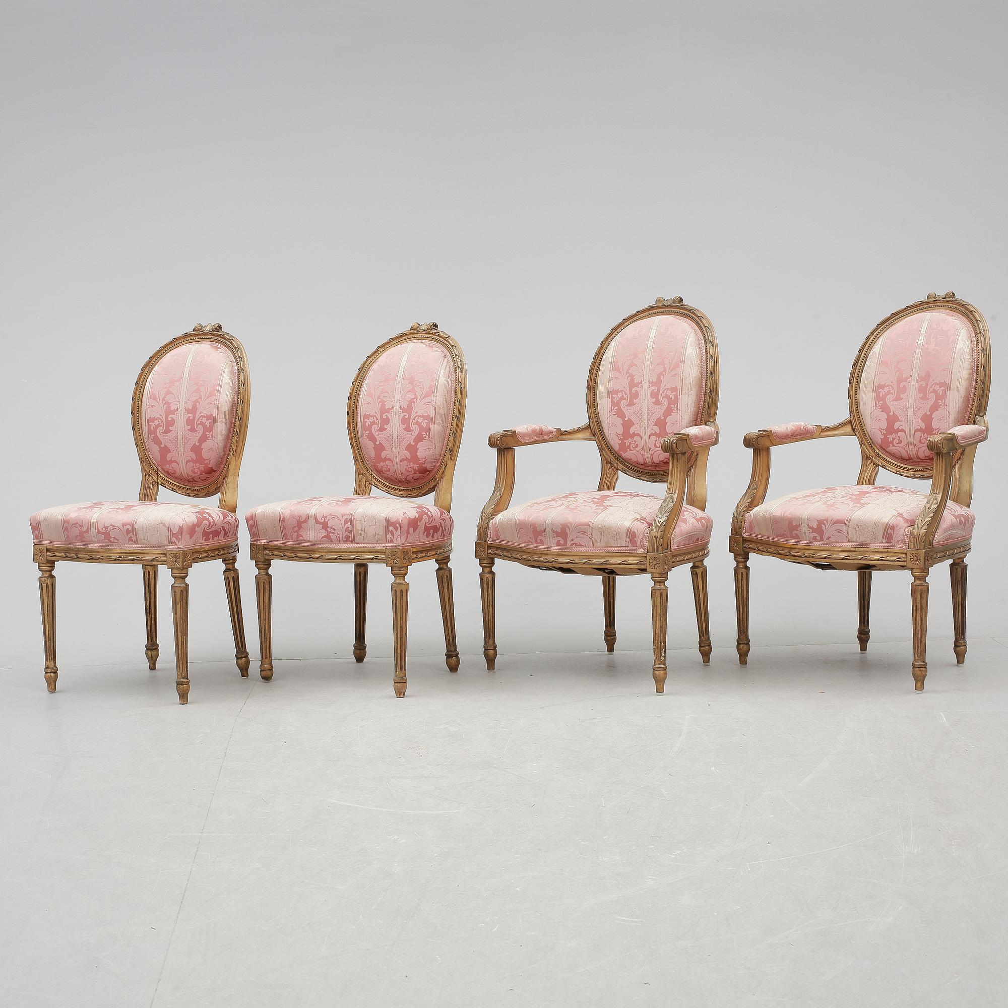 STOLAR, 2+2, Louis XVI-stil, omkring sekelskiftet 1900.