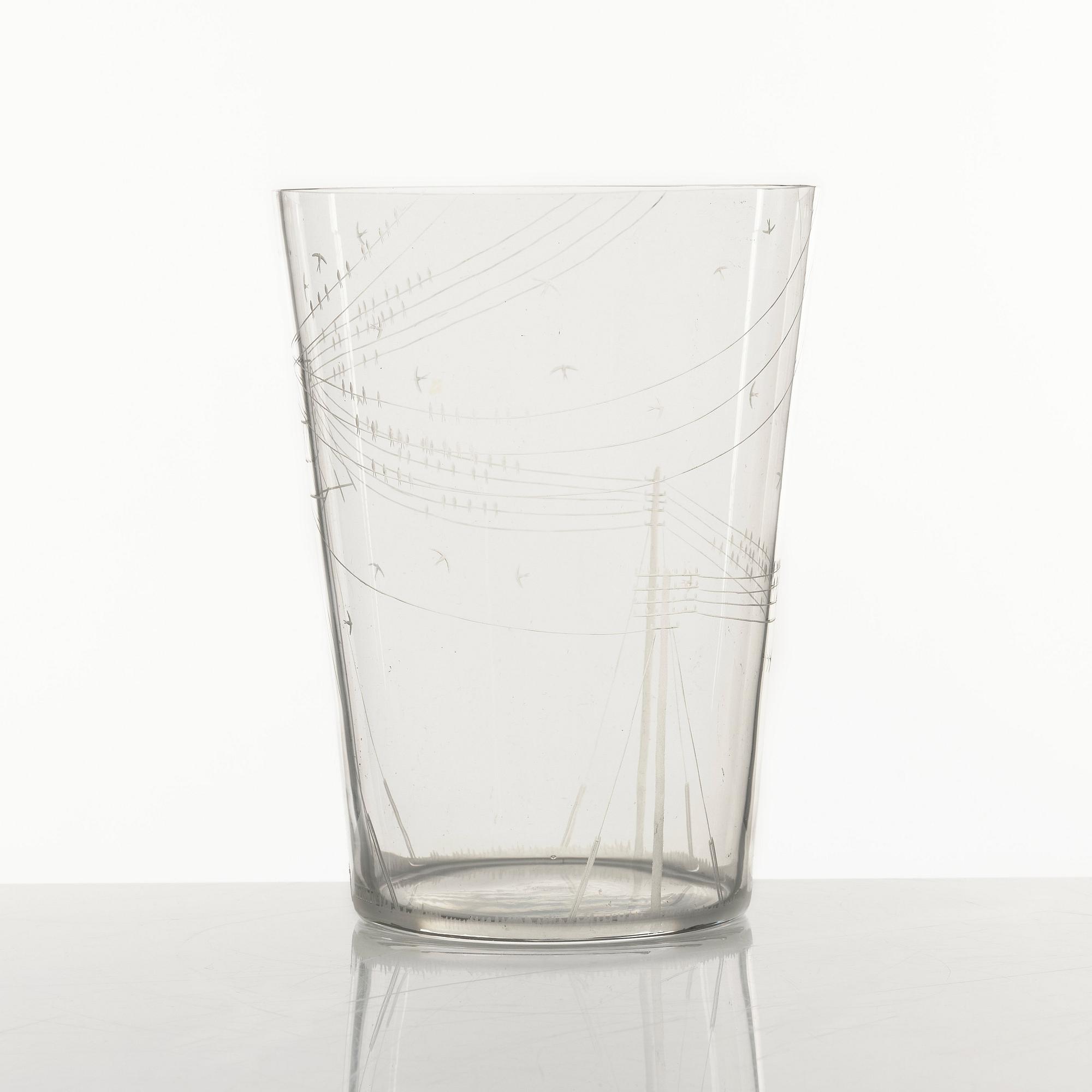 Edward Hald, an engraved glass vase, Orrefors 1953.
