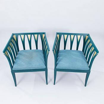 A pair of "Blue Chair" armchairs by Eliel Saarinen, Adelta, Finland 1983.