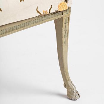 A pair of late Gustavian open-back armchairs attributed to E. Ståhl (master in Stockholm 1794-1820).
