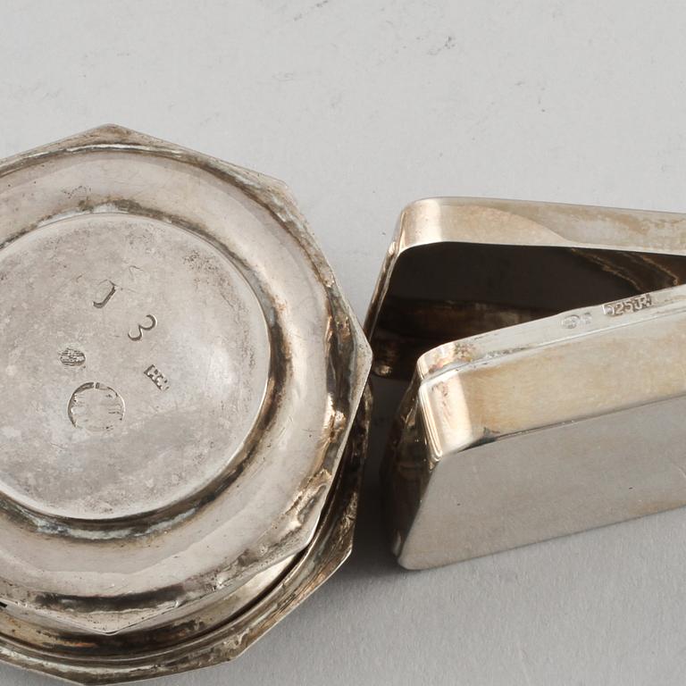 PARTI SILVER, 4 delar, importstämplade, 1900-tal respektive Håkan Holmqvist, Borås, 1815. Vikt 440 g.