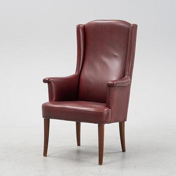 Carl Malmsten, a leather 'Ane' easy chair, second half of the 20th Century.