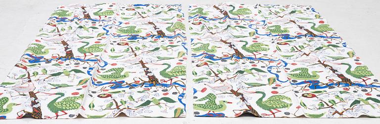 Josef Frank, gardiner, ett par, "Gröna fåglar", Firma Svenskt Tenn.