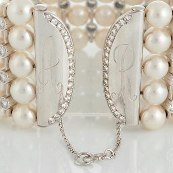 A WA Bolin cultured pearl choker and bracelet.