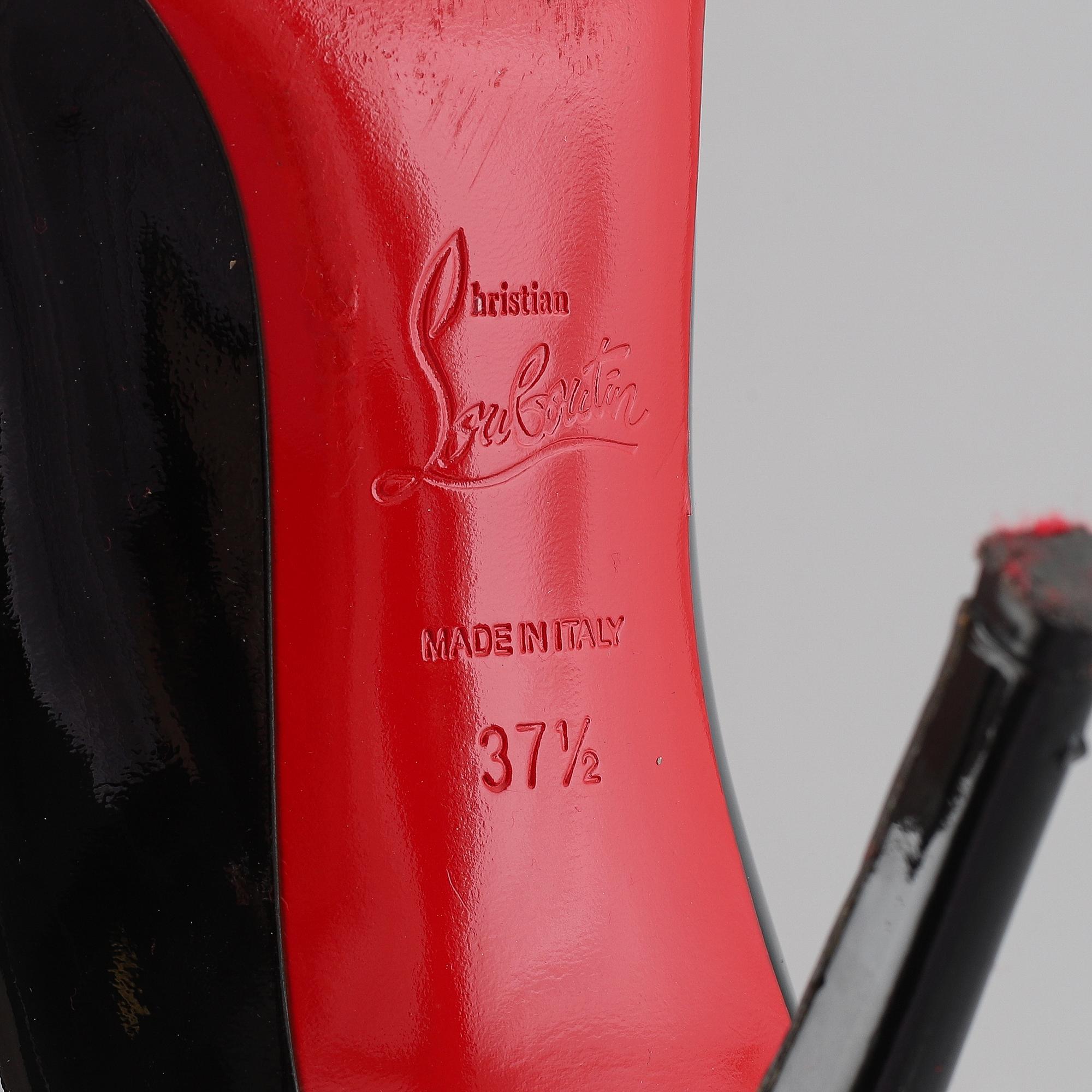Christian Louboutin, a pair of patent leather high heel shoes, size 37 ½.