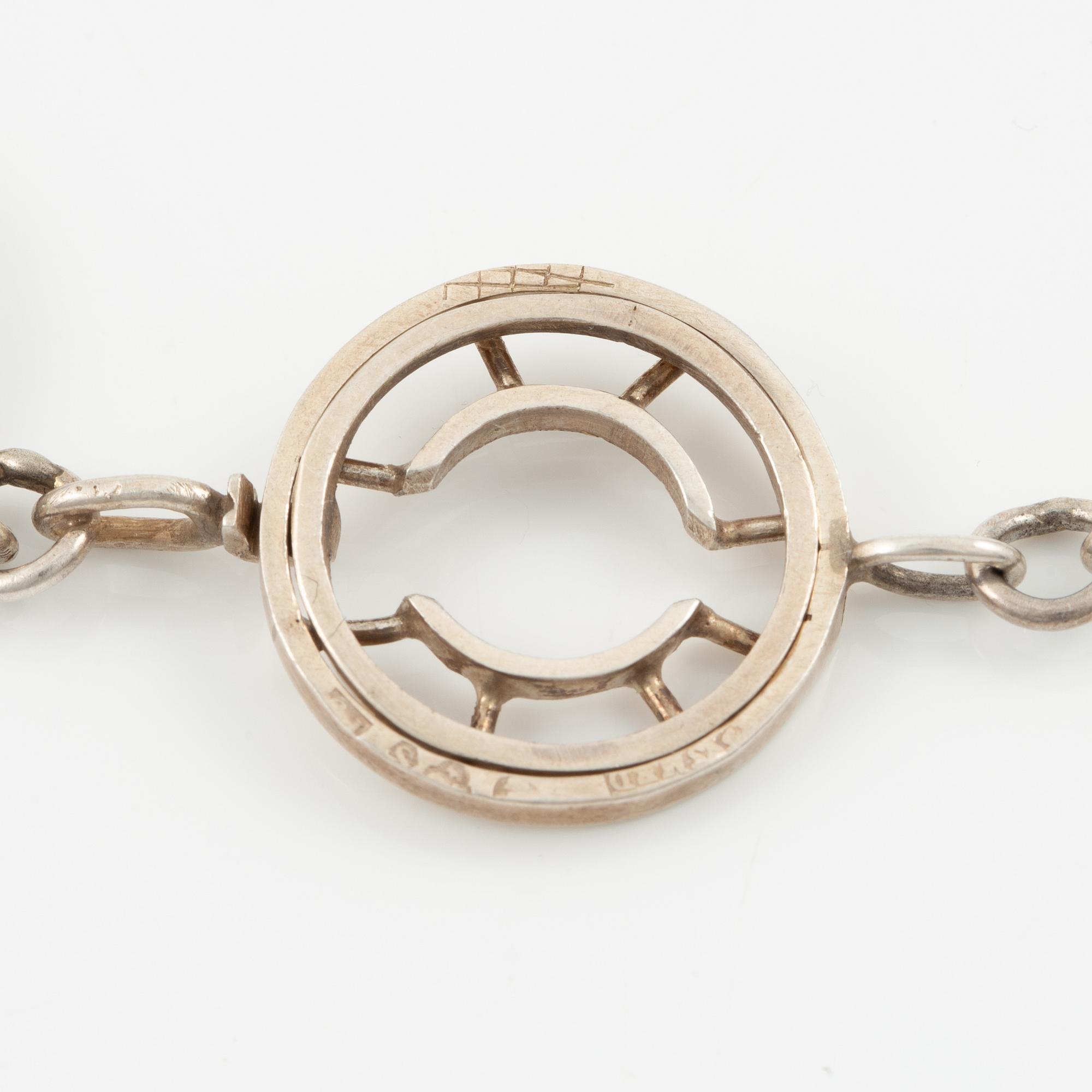Lars Arby, two necklaces, sterling silver, Gothenburg 1965 and 1967.