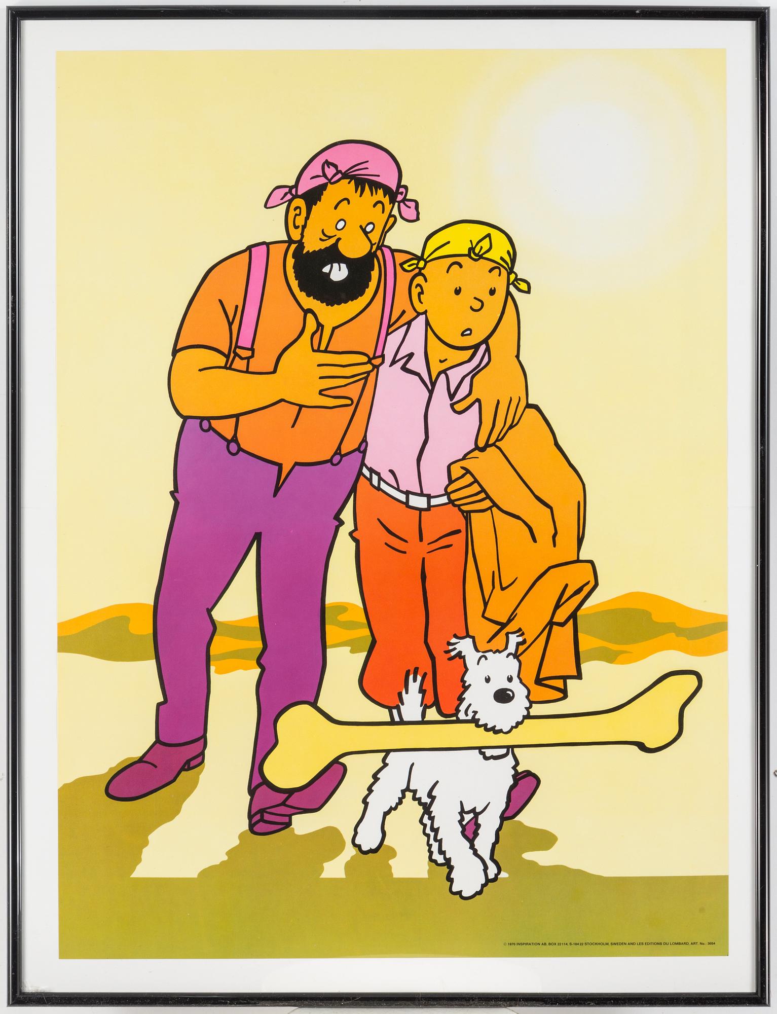 A pair of Tintin posters from Inspiration AB, Stockholm, 1970.