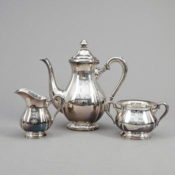 KAFFESERVIS, 3 delar, silver, Holms Juvelerare-& Guldsmedsaffär, Karlskrona, 1931. Vikt ca 959g.