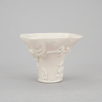 A blanc de chine libation cup, Qing dynasty, 18th century.