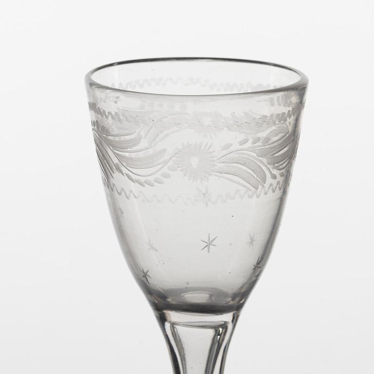 A pair of engraves Swedish glasses, circa 1800.