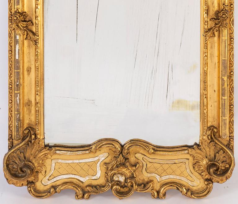A late 19th century mirror and console table.