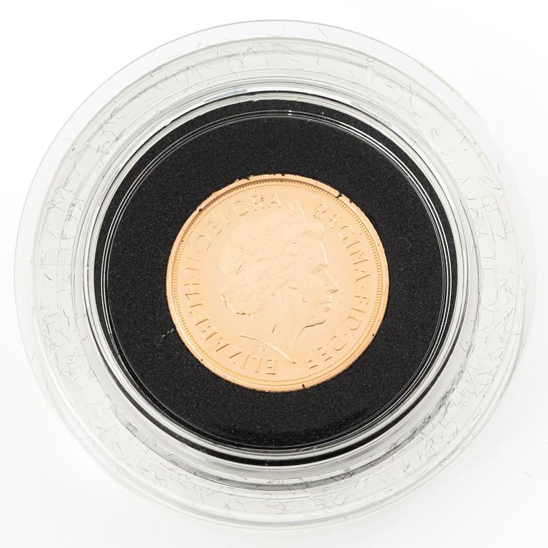 Gold coin, Great Britain, Elizabeth II, Quarter Sovereign, 2012.