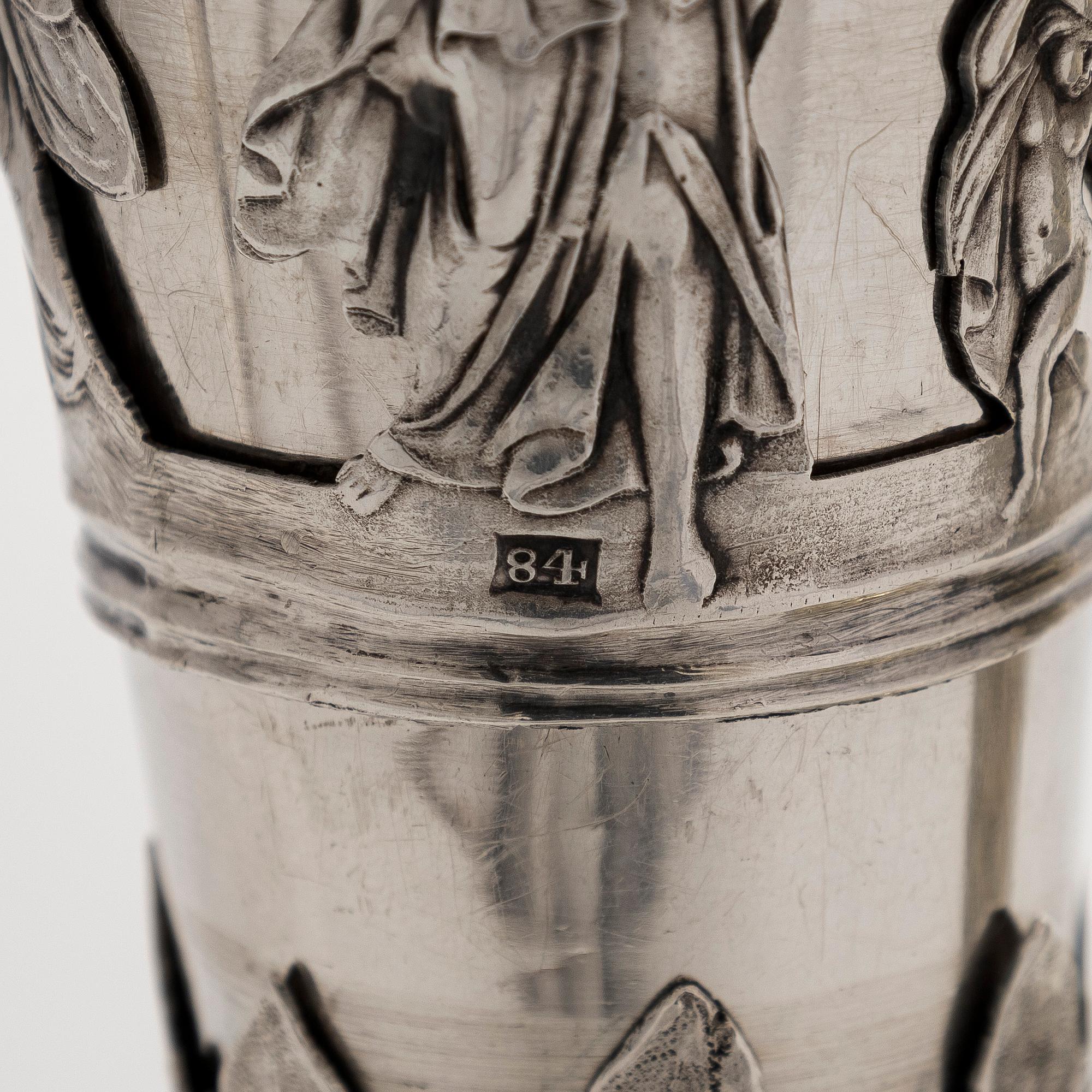 Peter Andreas Möller, Champagnestrutar, 2 st. snarlika, silver och förgyllt silver, S:t Petersburg, 1834 och 1837.