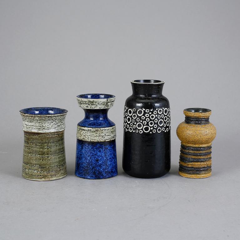 VASER, 4 st, stengods, Britt-Louise Sundell, Gustavsberg Studio samt Gustavsberg. 1950/60-tal.