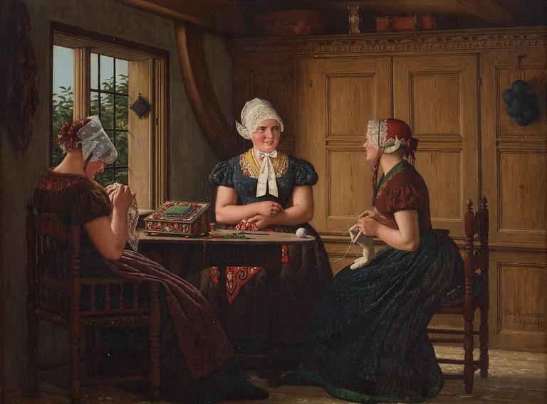 Carl Ludwig Jessen, Interior with needleworking women.