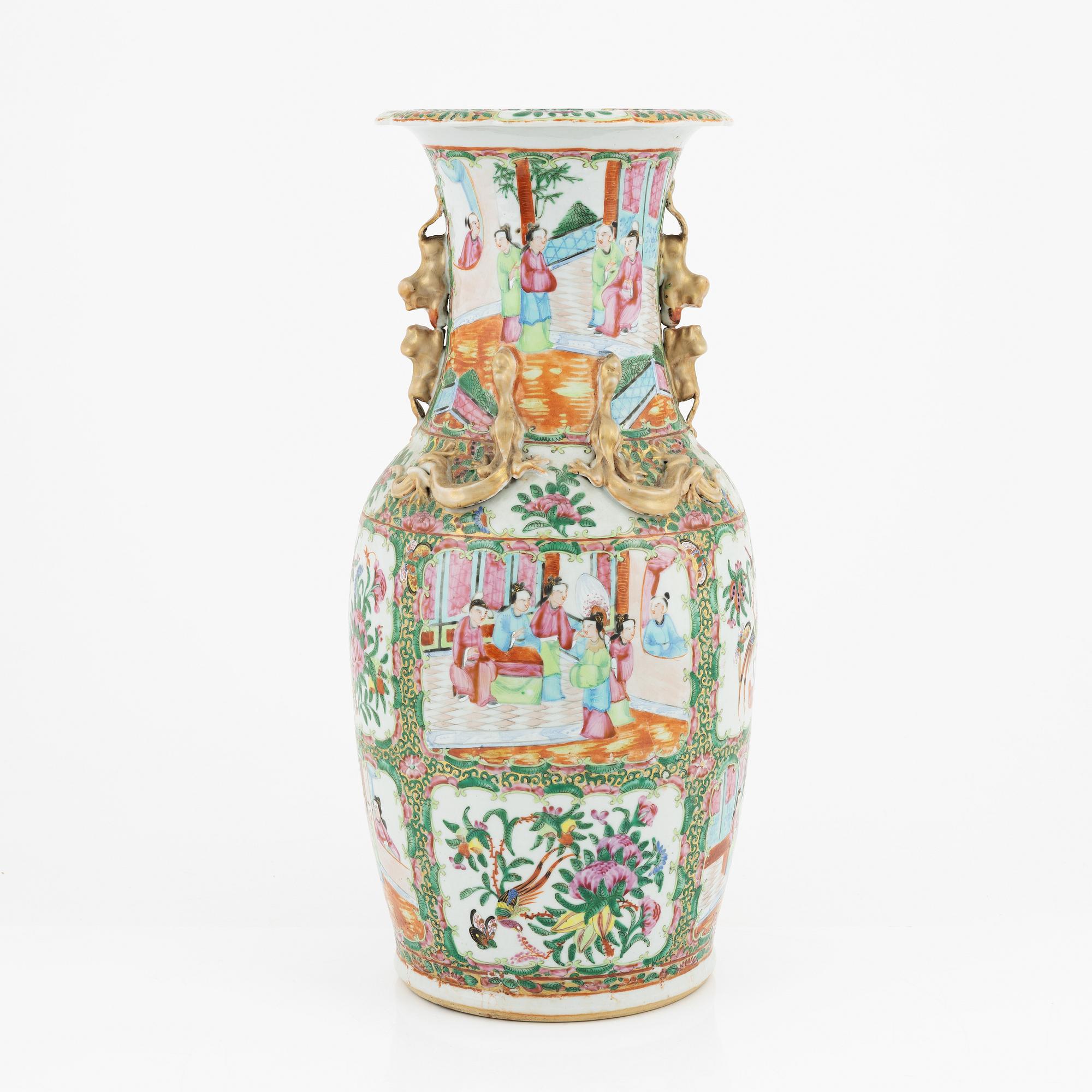 Vas, porslin, Kanton, Qingdynastin, 1800-tal.