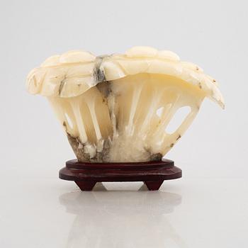 A white stone mushroom sculpture, China, 20th century.