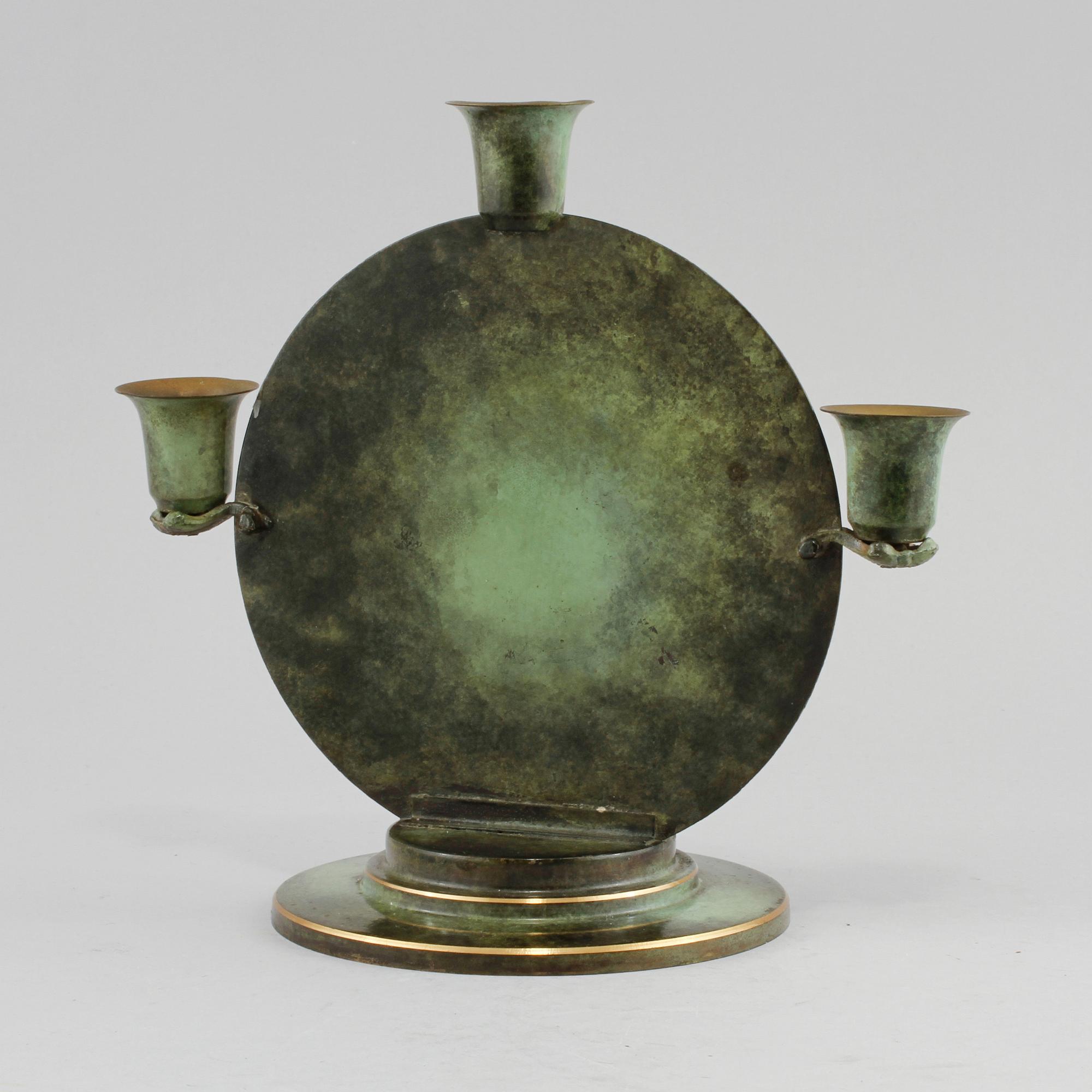 KANDELABER, art deco, möjligen Ystad Metall, 1900-talets första hälft.
